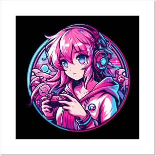 Pink lovely gamer girl Posters and Art